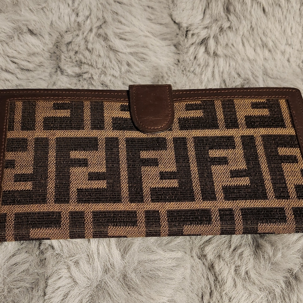 Fendi Brown and Tan Logo Long Bi-Fold
